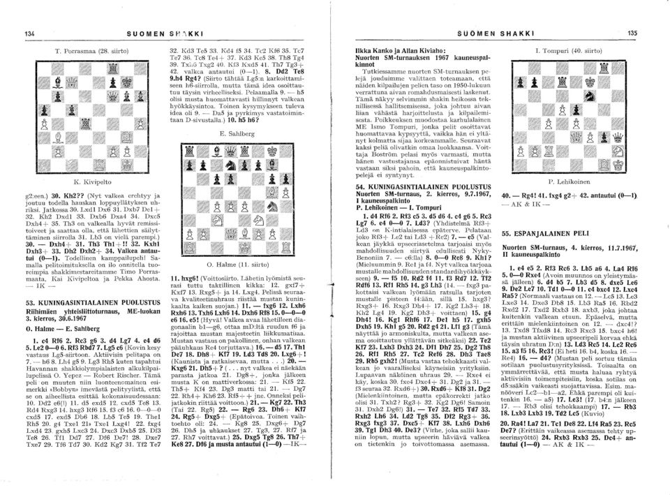 - Dxh4+ 31. 'fh3 'fhl +!! 32. Kxhl Dxh3+ 33. Dh2 Dxh2+ 34. Valkea antautui (0-1). Todellinen kamppailupeli!