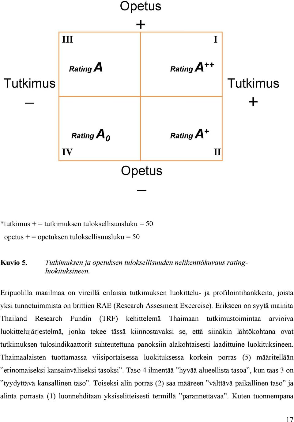 Eripuolilla maailmaa on vireillä erilaisia tutkimuksen luokittelu- ja profilointihankkeita, joista yksi tunnetuimmista on brittien RAE (Research Assesment Excercise).