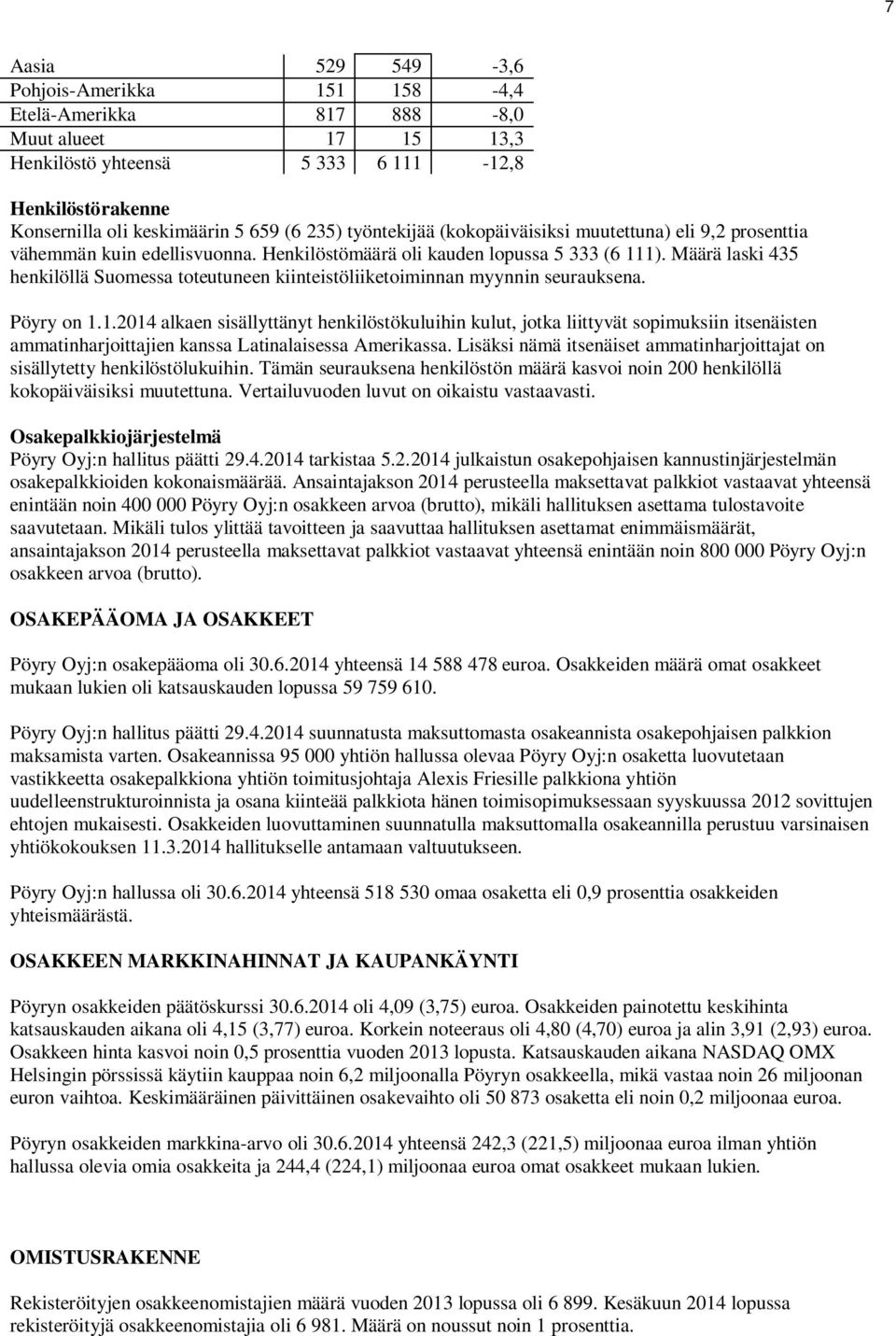 Määrä laski 435 henkilöllä Suomessa toteutuneen kiinteistöliiketoiminnan myynnin seurauksena. Pöyry on 1.