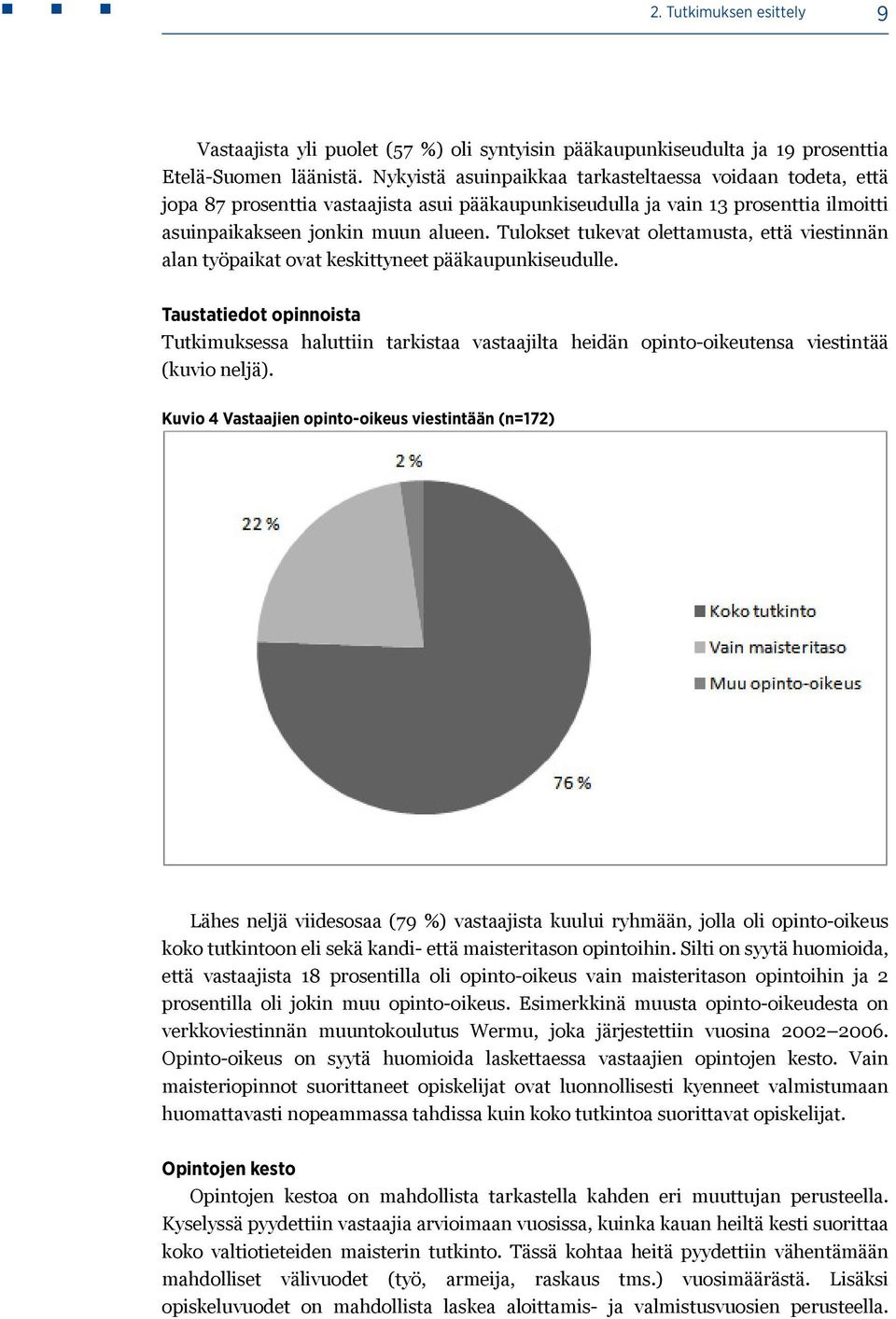 Tulokset tukevat olettamusta, että viestinnän alan työpaikat ovat keskittyneet pääkaupunkiseudulle.