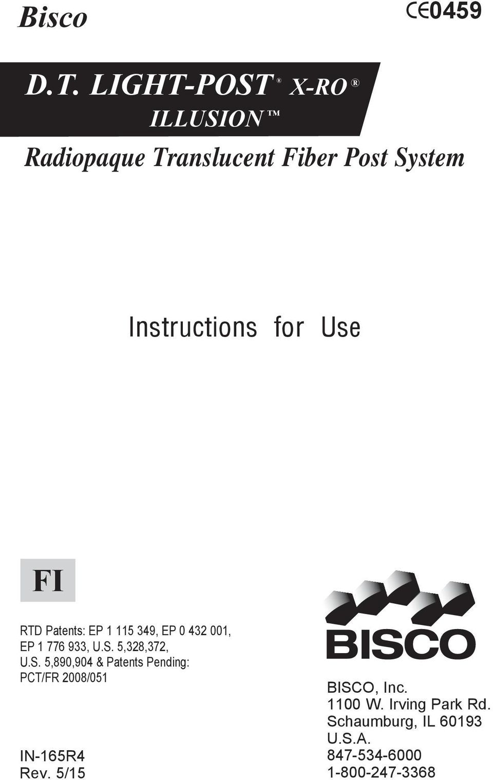 Instructions for Use FI RTD Patents: EP 1 115 349, EP 0 432 001, EP 1 776 933, U.S.