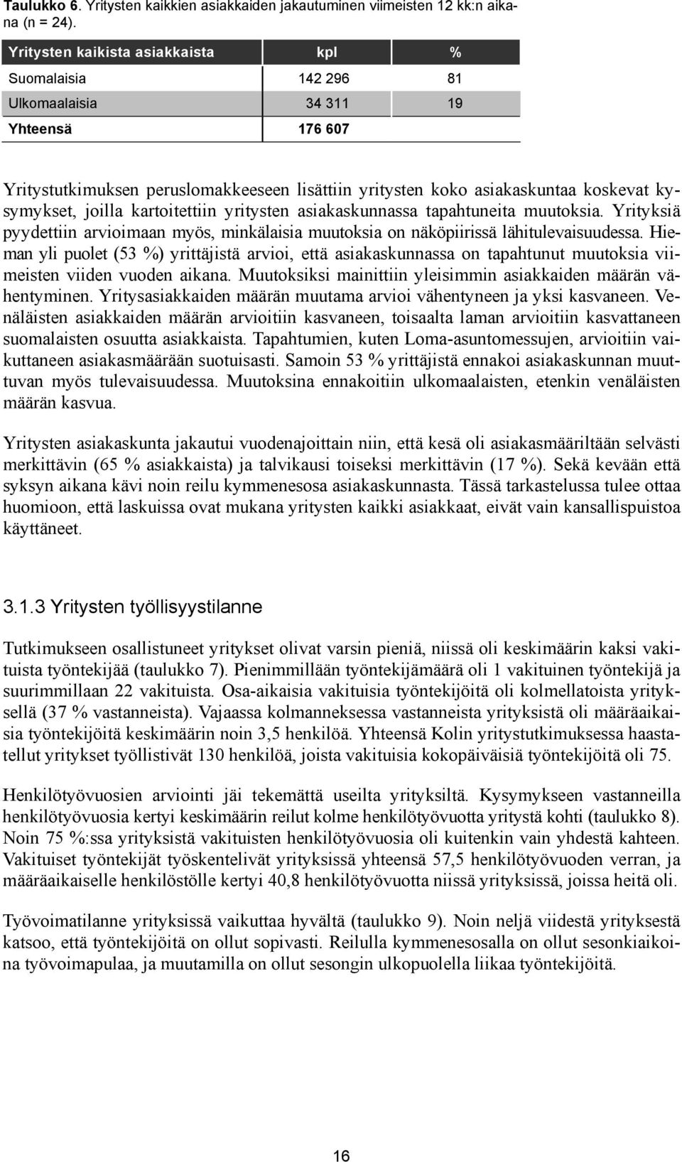 joilla kartoitettiin yritysten asiakaskunnassa tapahtuneita muutoksia. Yrityksiä pyydettiin arvioimaan myös, minkälaisia muutoksia on näköpiirissä lähitulevaisuudessa.