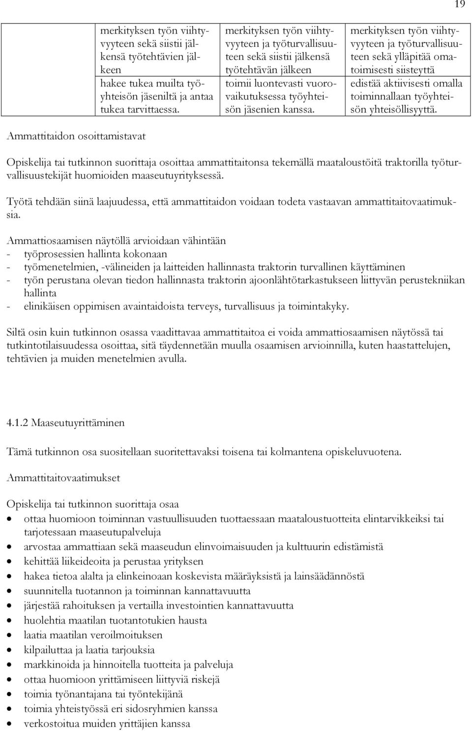 19 merkityksen työn viihtyvyyteen ja työturvallisuuteen sekä ylläpitää omatoimisesti siisteyttä edistää aktiivisesti omalla toiminnallaan työyhteisön yhteisöllisyyttä.