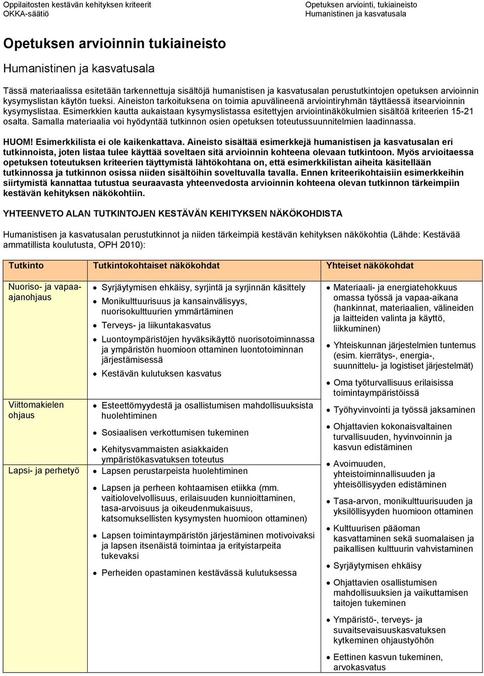 Esimerkkien kautta aukaistaan kysymyslistassa esitettyjen arviointinäkökulmien sisältöä kriteerien 15-21 osalta.