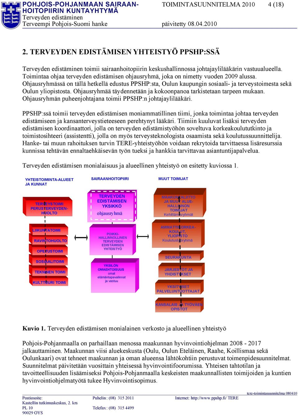 Ohjausryhmässä on tällä hetkellä edustus PPSHP:sta, Oulun kaupungin sosiaali- ja terveystoimesta sekä Oulun yliopistosta. Ohjausryhmää täydennetään ja kokoonpanoa tarkistetaan tarpeen mukaan.