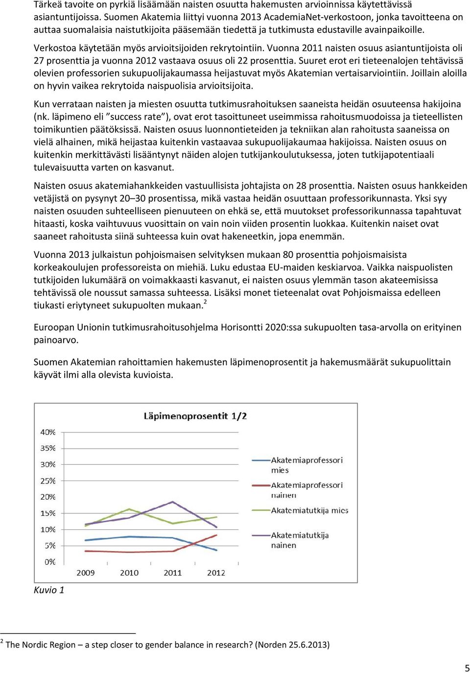 Verkostoa käytetään myös arvioitsijoiden rekrytointiin. Vuonna 2011 naisten osuus asiantuntijoista oli 27 prosenttia ja vuonna 2012 vastaava osuus oli 22 prosenttia.