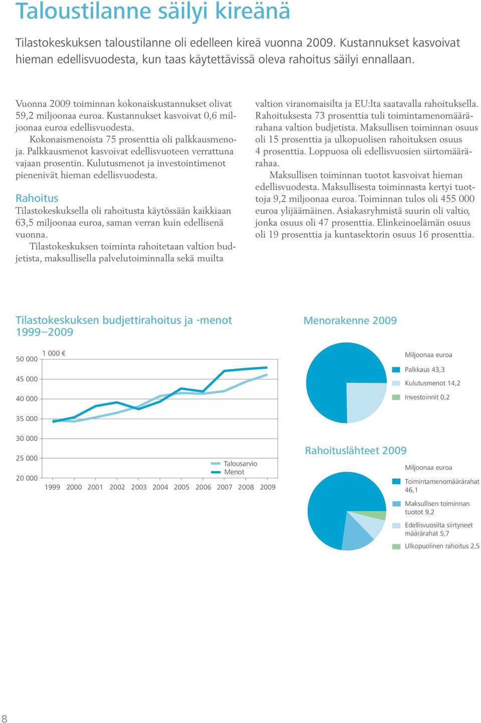 Palkkausmenot kasvoivat edellisvuoteen verrattuna vajaan prosentin. Kulutusmenot ja investointimenot pienenivät hieman edellisvuodesta.