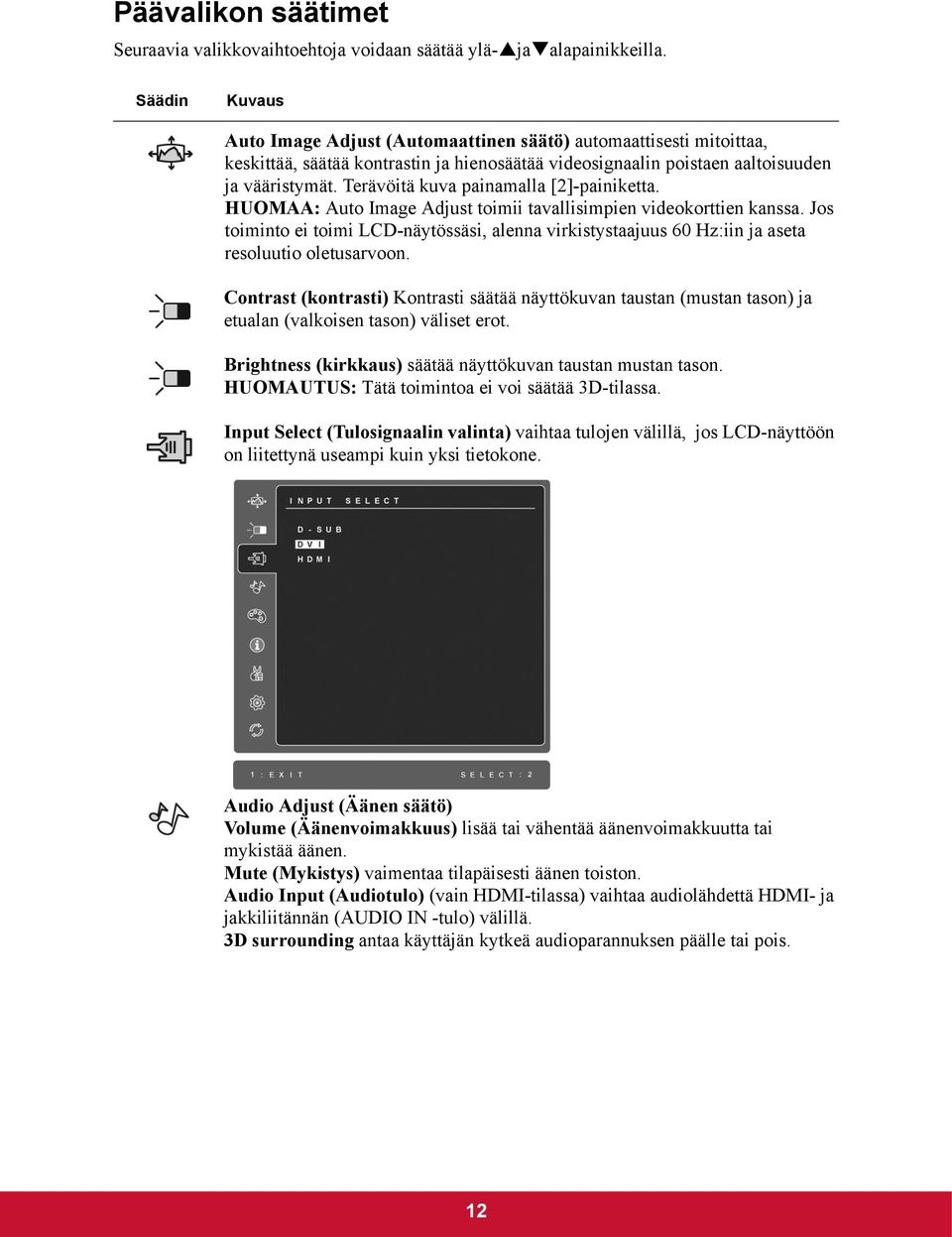 Terävöitä kuva painamalla [2]-painiketta. HUOMAA: Auto Image Adjust toimii tavallisimpien videokorttien kanssa.