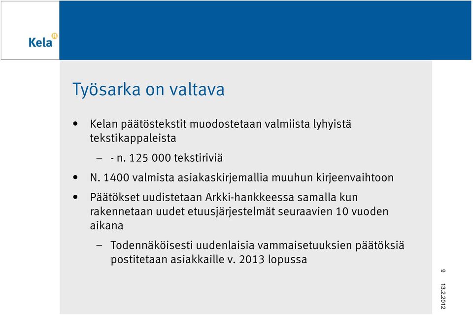 1400 valmista asiakaskirjemallia muuhun kirjeenvaihtoon Päätökset uudistetaan Arkki-hankkeessa