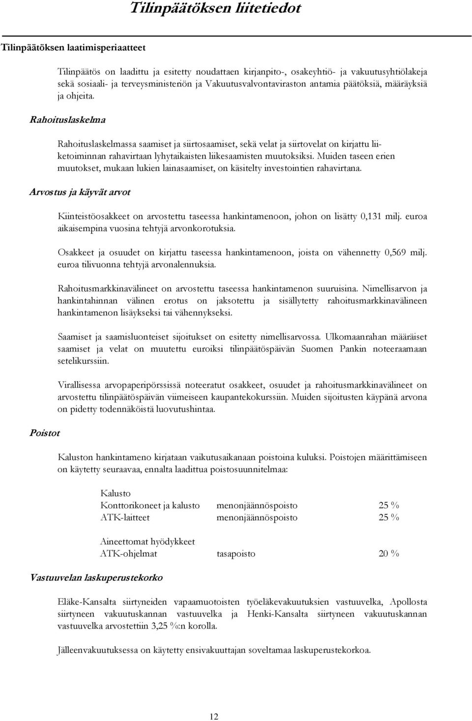 Rahoituslaskelma Rahoituslaskelmassa saamiset ja siirtosaamiset, sekä velat ja siirtovelat on kirjattu liiketoiminnan rahavirtaan lyhytaikaisten liikesaamisten muutoksiksi.