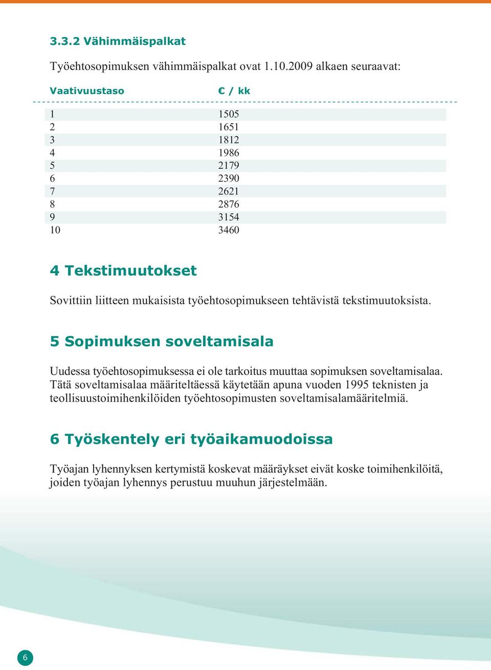 työehtosopimukseen tehtävistä tekstimuutoksista. 5 Sopimuksen soveltamisala Uudessa työehtosopimuksessa ei ole tarkoitus muuttaa sopimuksen soveltamisalaa.