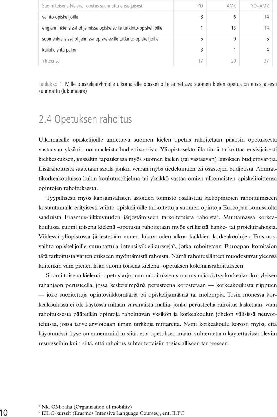 Mille opiskelijaryhmälle ulkomaisille opiskelijoille annettava suomen kielen opetus on ensisijaisesti suunnattu (lukumäärä) 2.