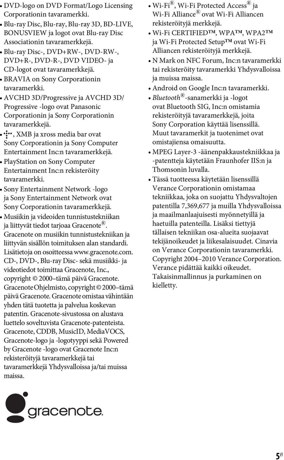 AVCHD 3D/Progressive ja AVCHD 3D/ Progressive -logo ovat Panasonic Corporationin ja Sony Corporationin tavaramerkkejä.