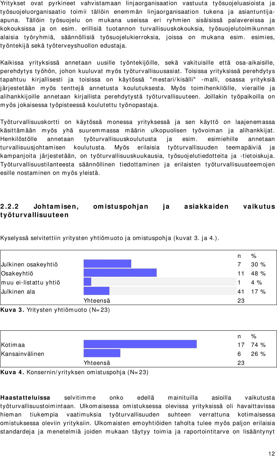 erillisiä tuotannon turvallisuuskokouksia, työsuojelutoimikunnan alaisia työryhmiä, säännöllisiä työsuojelukierroksia, joissa on mukana esim. esimies, työntekijä sekä työterveyshuollon edustaja.