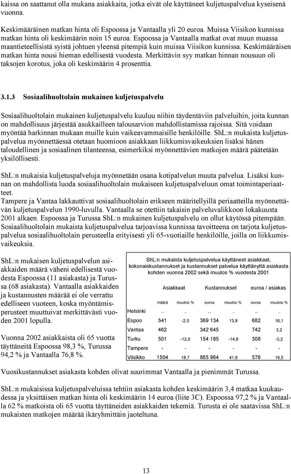 Keskimääräisen matkan hinta nousi hieman edellisestä vuodesta. Merkittävin syy matkan hinnan nousuun oli taksojen korotus, joka oli keskimäärin 4 prosenttia. 3.1.