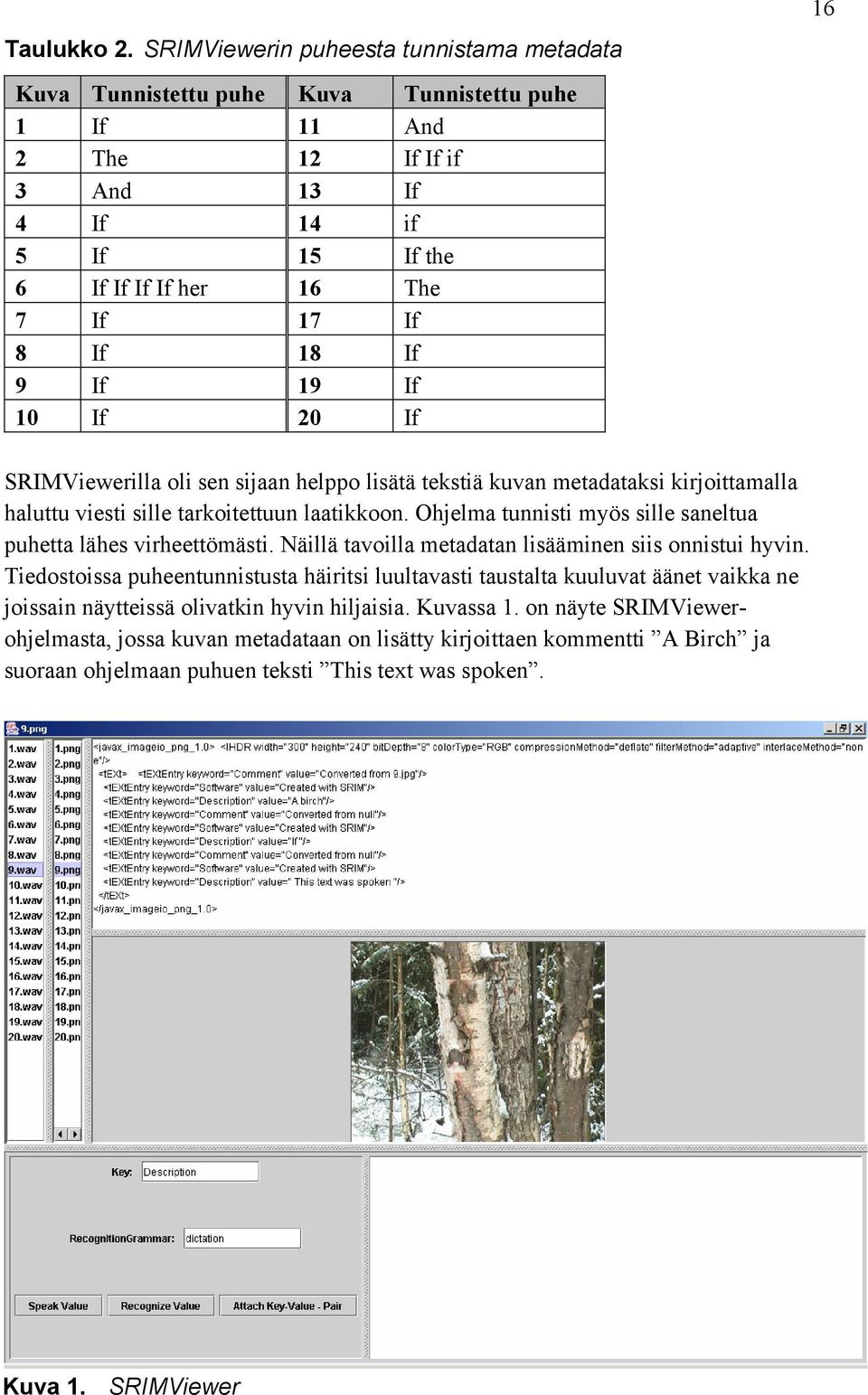 If 9 If 19 If 10 If 20 If 16 SRIMViewerilla oli sen sijaan helppo lisätä tekstiä kuvan metadataksi kirjoittamalla haluttu viesti sille tarkoitettuun laatikkoon.