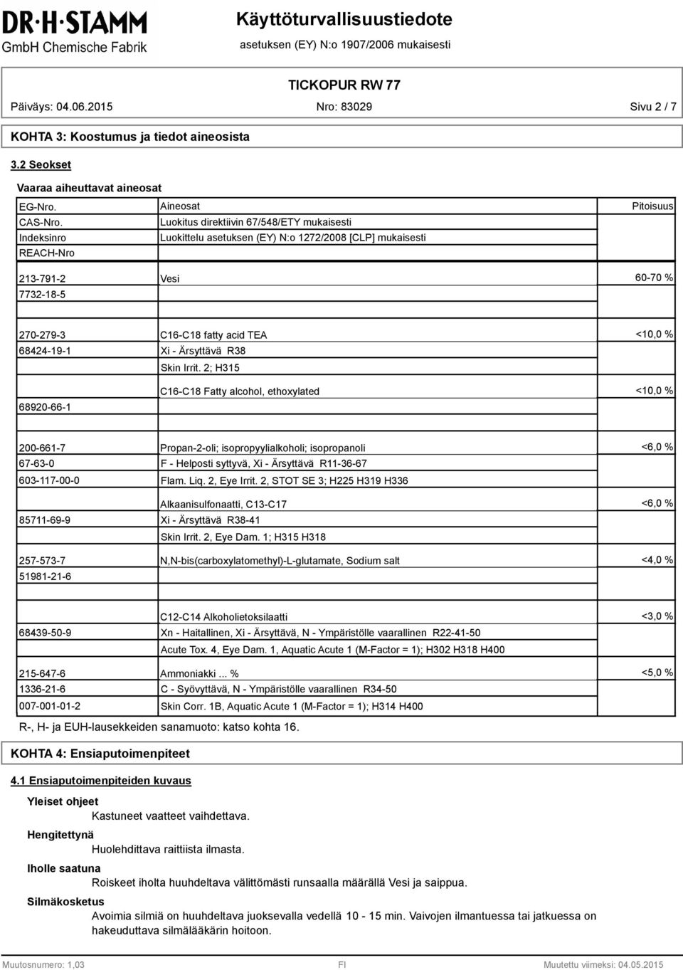 <10,0 % 68424-19-1 Xi - Ärsyttävä R38 Skin Irrit.