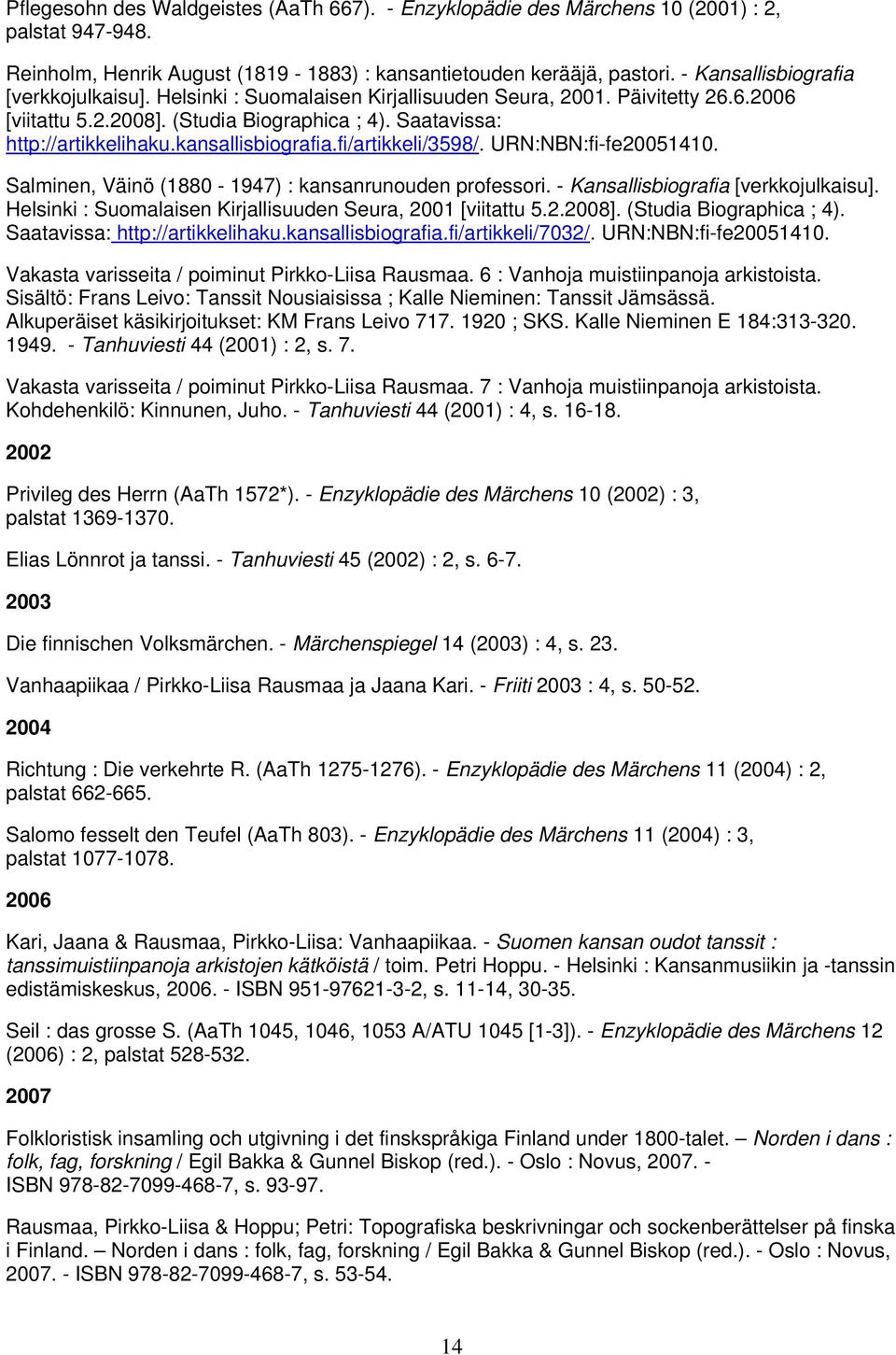 kansallisbiografia.fi/artikkeli/3598/. URN:NBN:fi-fe20051410. Salminen, Väinö (1880-1947) : kansanrunouden professori. - Kansallisbiografia [verkkojulkaisu].