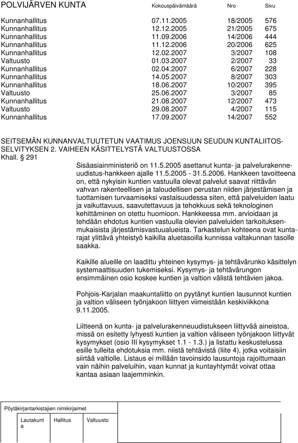 08.2007 4/2007 115 Kunnnhllitus 17.09.2007 14/2007 552 SEITSEMÄN KUNNANVALTUUTETUN VAATIMUS JOENSUUN SEUDUN KUNTALIITOS- SELVITYKSEN 2. VAIHEEN KÄSITTELYSTÄ VALTUUSTOSSA Khll.