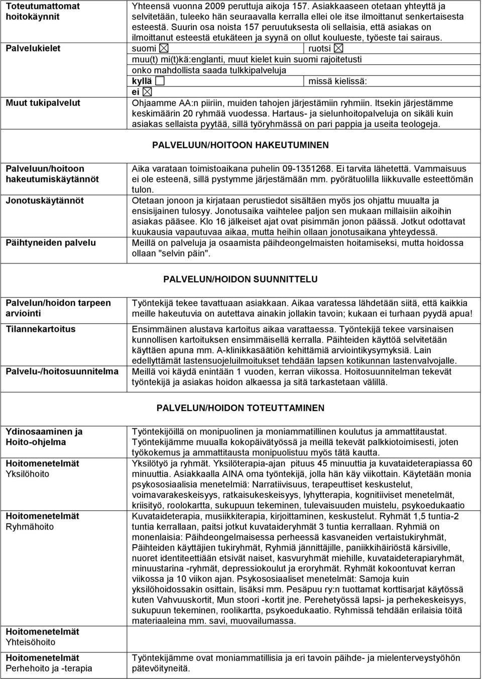 Suurin osa noista 157 peruutuksesta oli sellaisia, että asiakas on ilmoittanut esteestä etukäteen ja syynä on ollut koulueste, työeste tai sairaus.