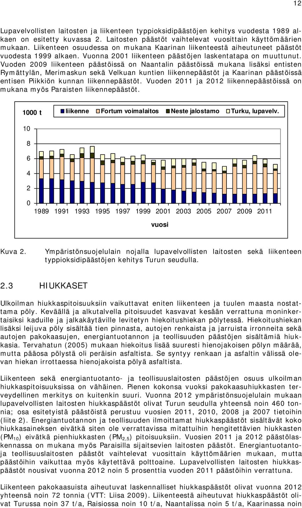 Vuoden 29 liikenteen päästöissä on Naantalin päästöissä mukana lisäksi entisten Rymättylän, Merimaskun sekä Velkuan kuntien liikennepäästöt ja Kaarinan päästöissä entisen Piikkiön kunnan