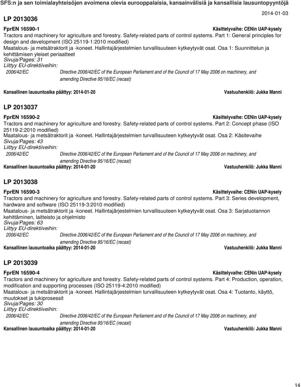 Osa 1: Suunnittelun ja kehittämisen yleiset periaatteet Sivuja/Pages: 31 2006/42/EC Directive 2006/42/EC of the European Parliament and of the Council of 17 May 2006 on machinery, and amending