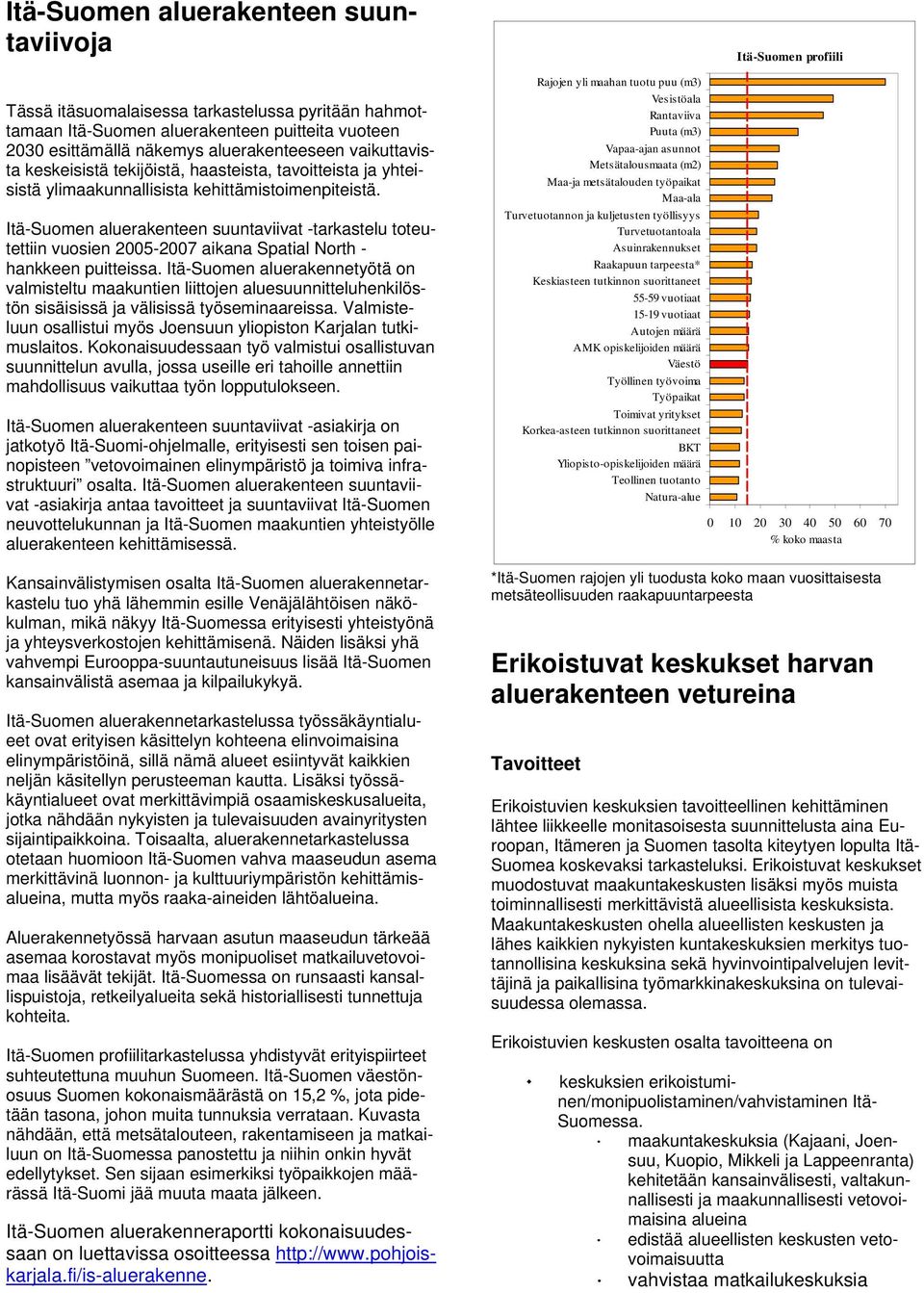 Itä-Suomen aluerakenteen suuntaviivat -tarkastelu toteutettiin vuosien 2005-2007 aikana Spatial North - hankkeen puitteissa.