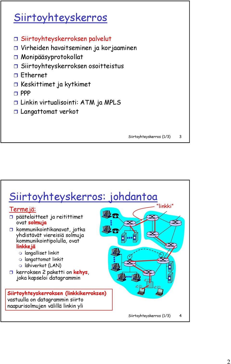 solmuja kommunikointikanavat, jotka yhdistävät viereisiä solmuja kommunikointipolulla, ovat linkkejä langalliset linkit langattomat linkit lähiverkot (LAN) kerroksen 2