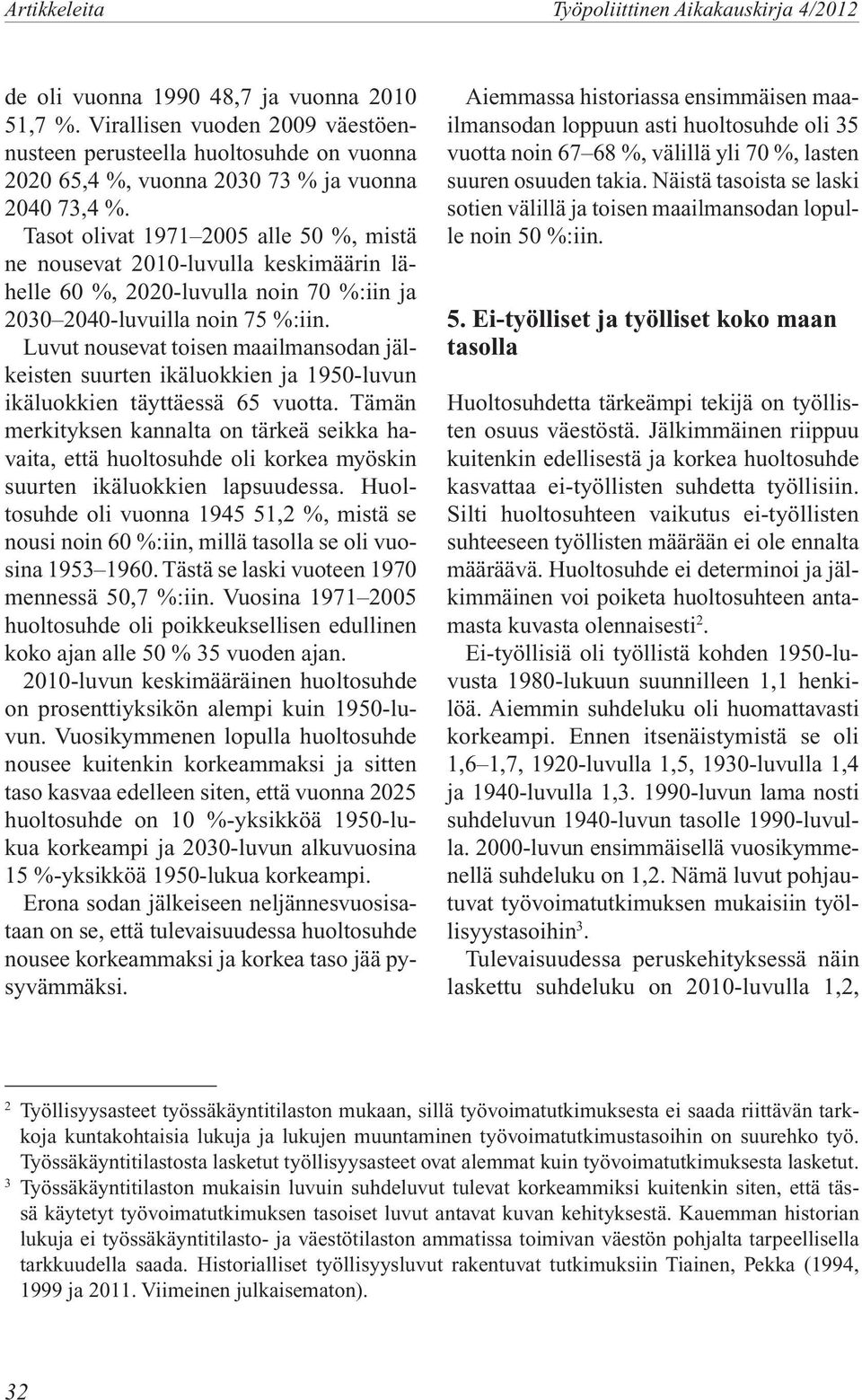 Tasot olivat 1971 2005 alle 50 %, mistä ne nousevat 2010-luvulla keskimäärin lähelle 60 %, 2020-luvulla noin 70 %:iin ja 2030 2040-luvuilla noin 75 %:iin.