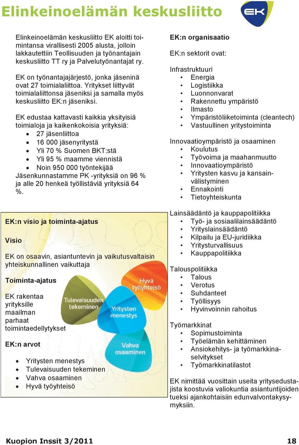 Yritykset liittyvät toimialaliittonsa jäseniksi ja samalla myös keskusliitto EK:n jäseniksi.