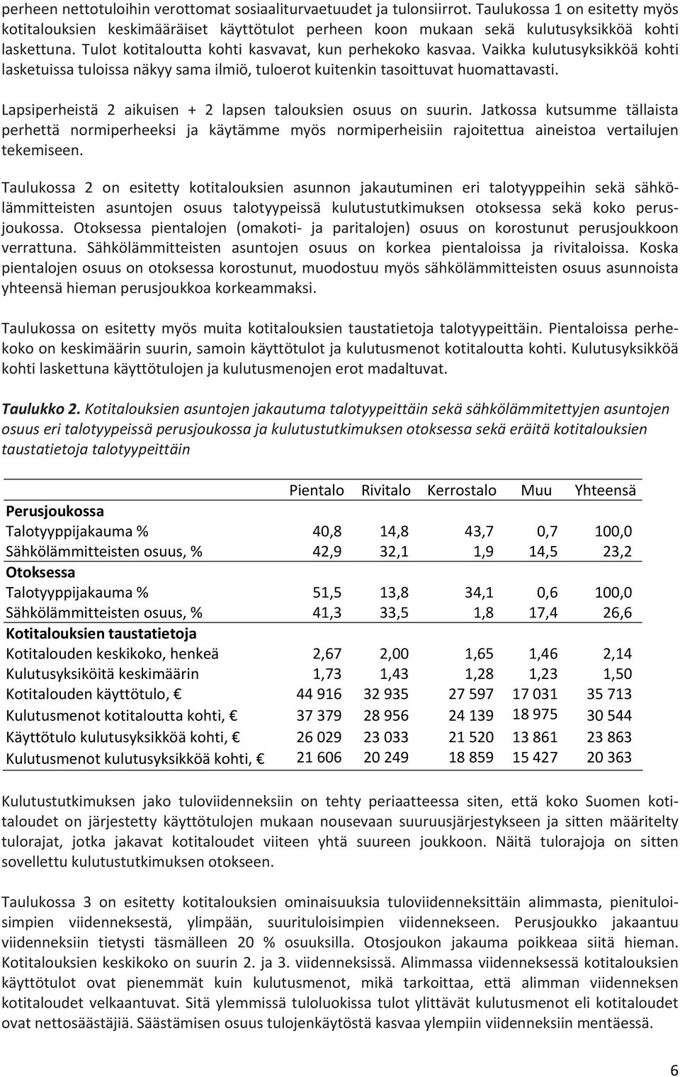 Vaikka kulutusyksikköä kohti lasketuissa tuloissa näkyy sama ilmiö, tuloerot kuitenkin tasoittuvat huomattavasti. Lapsiperheistä 2 aikuisen + 2 lapsen talouksien osuus on suurin.