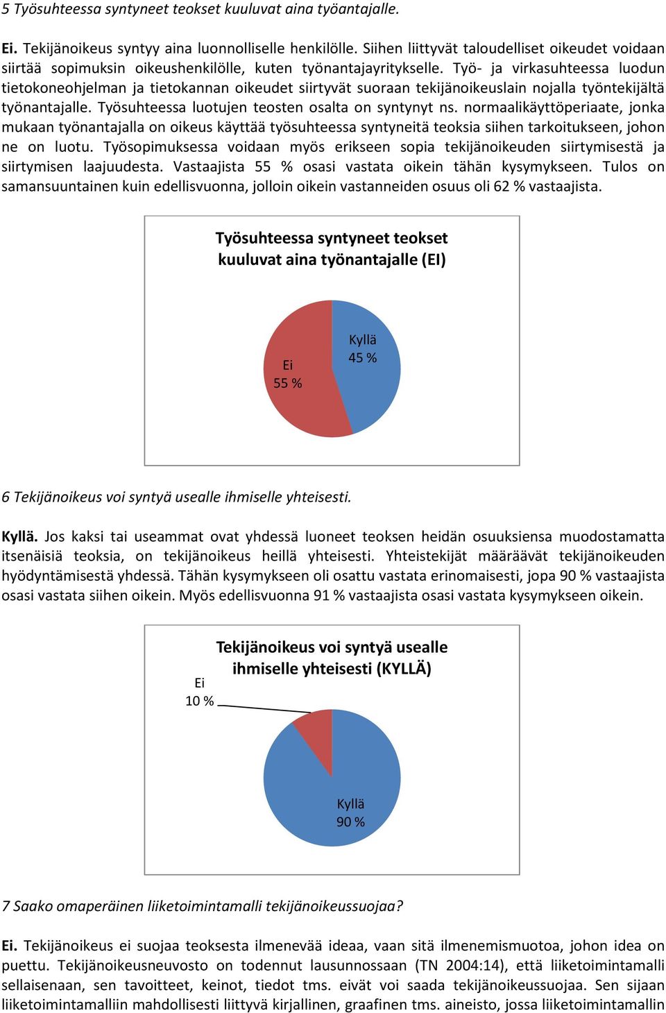 Työ- ja virkasuhteessa luodun tietokoneohjelman ja tietokannan oikeudet siirtyvät suoraan tekijänoikeuslain nojalla työntekijältä työnantajalle. Työsuhteessa luotujen teosten osalta on syntynyt ns.