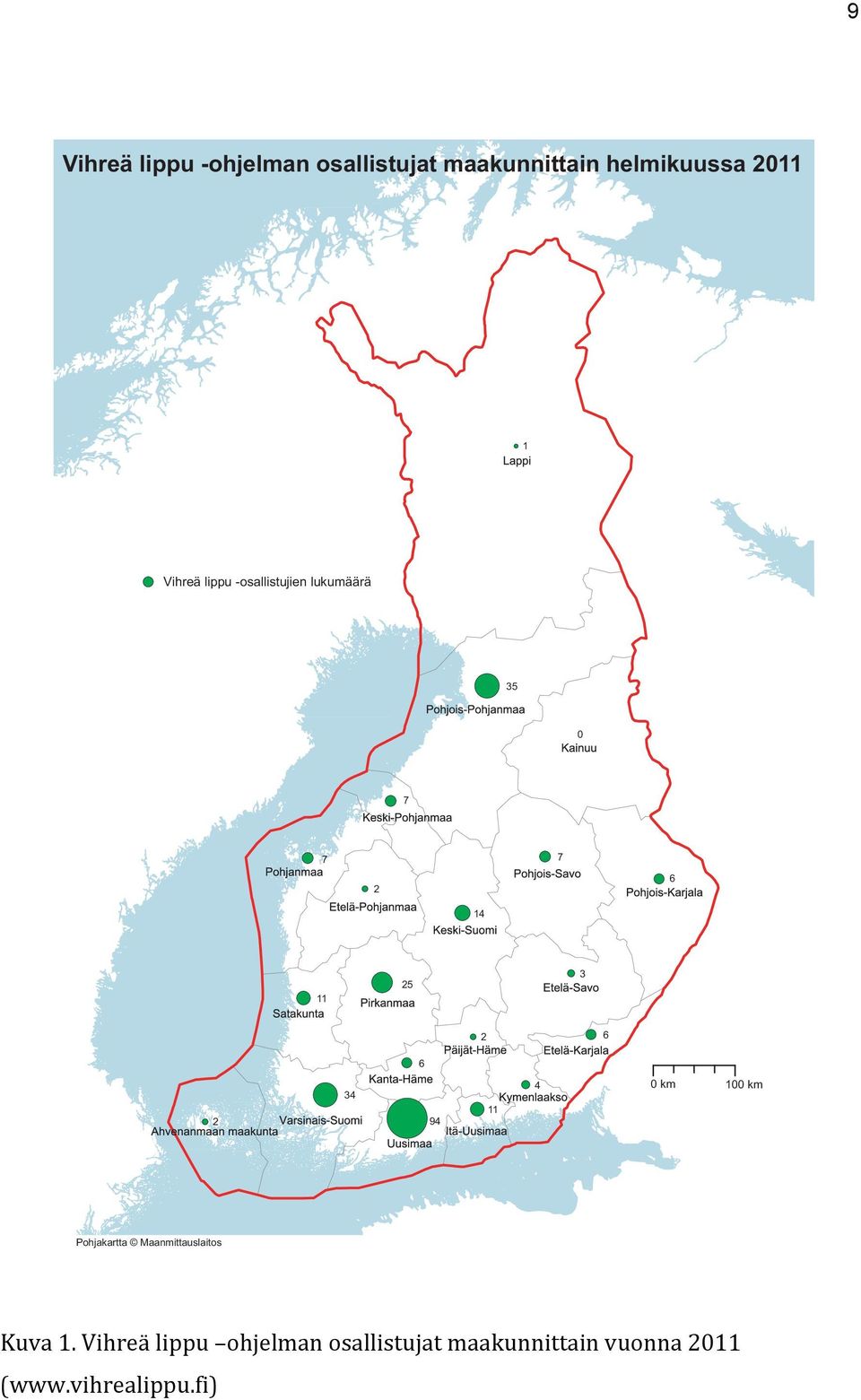 34 94 11 4 0 km 100 km Pohjakartta Maanmittauslaitos Kuva 1.