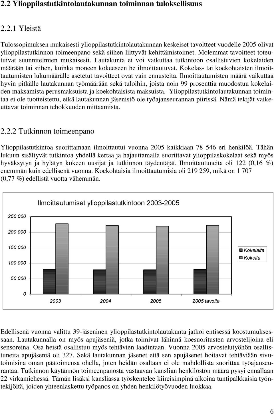 Kokelas- tai koekohtaisten ilmoittautumisten lukumäärälle asetetut tavoitteet ovat vain ennusteita.