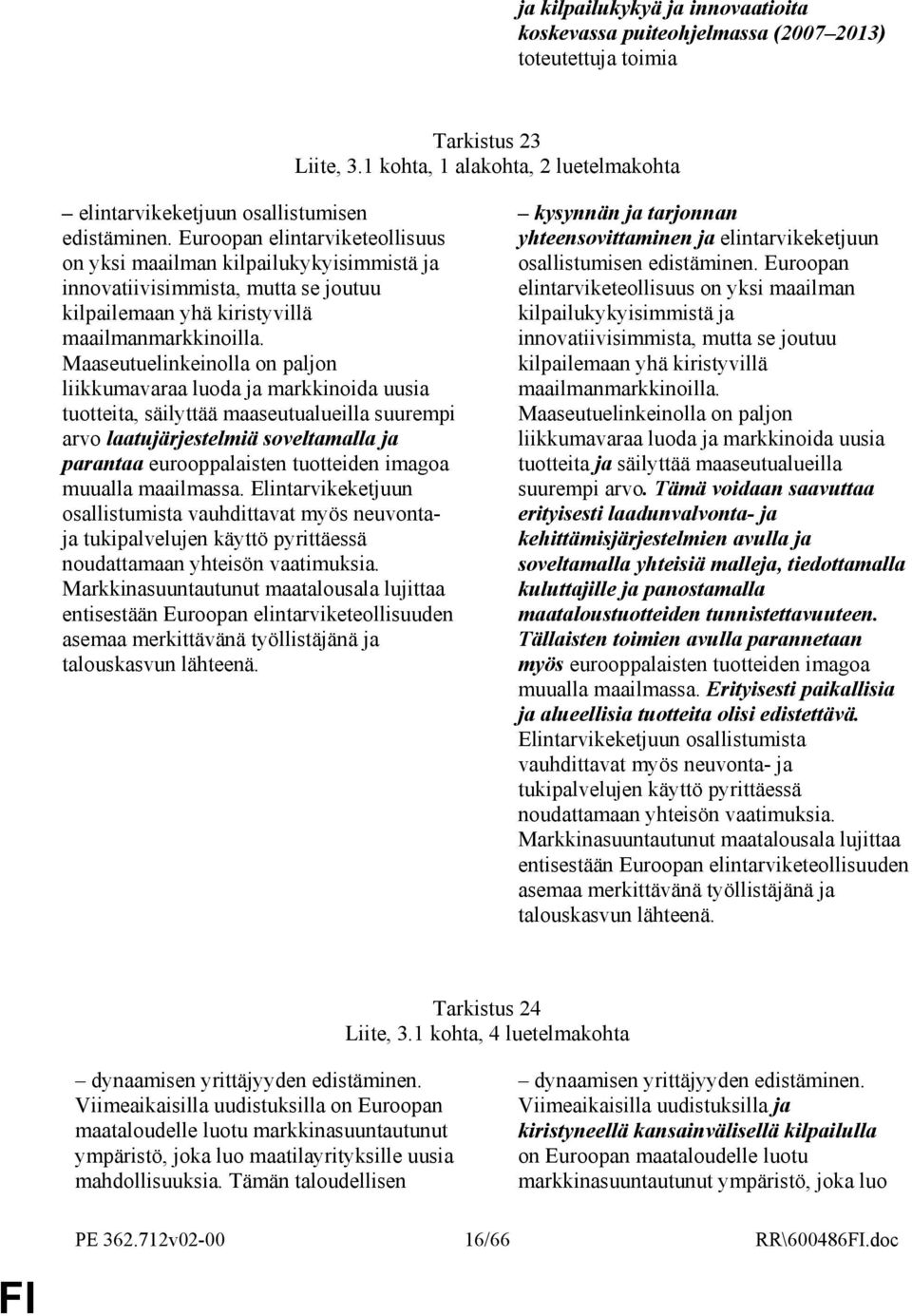 Maaseutuelinkeinolla on paljon liikkumavaraa luoda ja markkinoida uusia tuotteita, säilyttää maaseutualueilla suurempi arvo laatujärjestelmiä soveltamalla ja parantaa eurooppalaisten tuotteiden