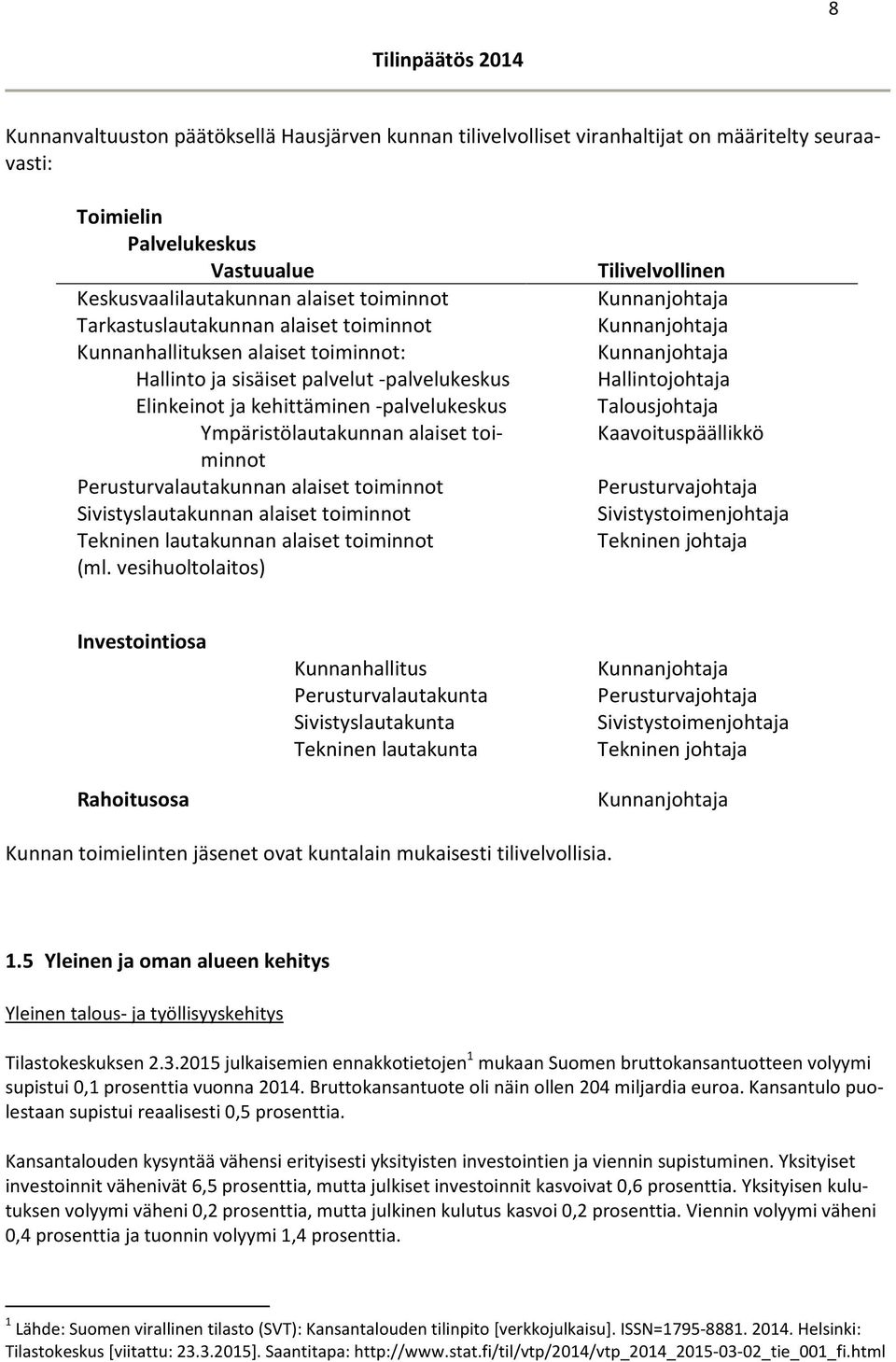 toiminnot Perusturvalautakunnan alaiset toiminnot Sivistyslautakunnan alaiset toiminnot Tekninen lautakunnan alaiset toiminnot (ml.