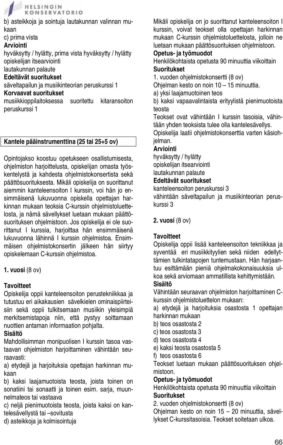 kahdesta ohjelmistokonsertista sekä päättösuorituksesta.