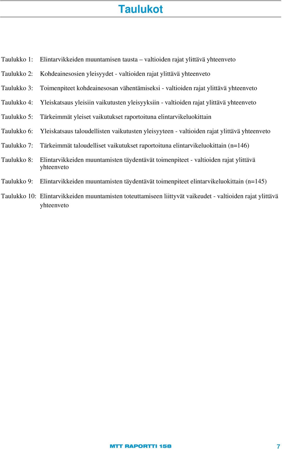 valtioiden rajat ylittävä yhteenveto Tärkeimmät yleiset vaikutukset raportoituna elintarvikeluokittain Yleiskatsaus taloudellisten vaikutusten yleisyyteen - valtioiden rajat ylittävä yhteenveto