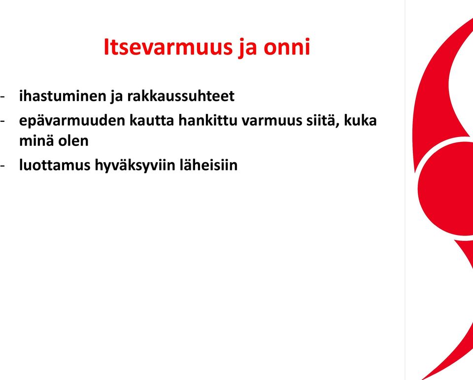 hankittu varmuus siitä, kuka minä