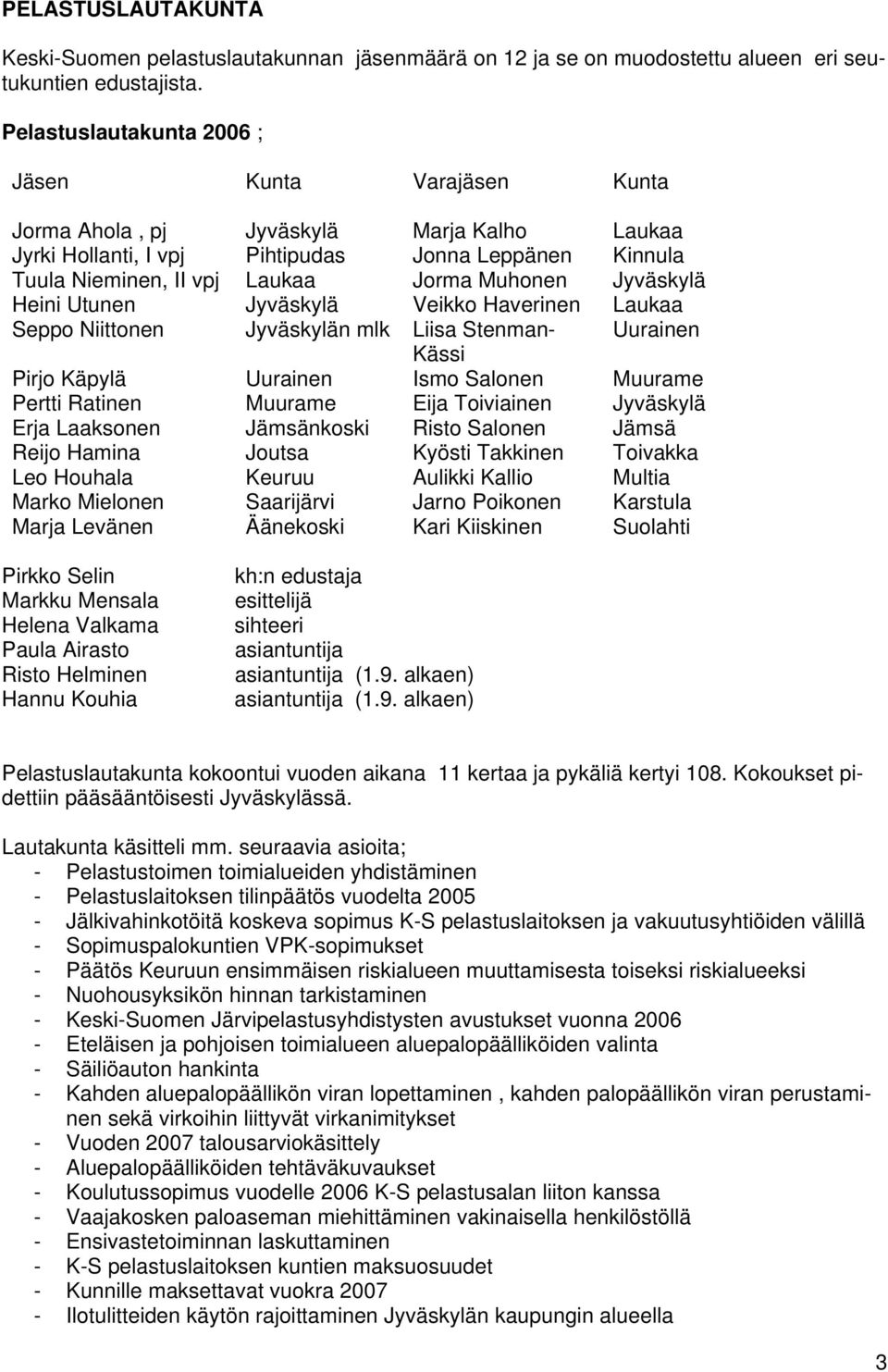 Leo Houhala Marko Mielonen Marja Levänen Jyväskylä Pihtipudas Laukaa Jyväskylä Jyväskylän mlk Uurainen Muurame Jämsänkoski Joutsa Keuruu Saarijärvi Äänekoski Marja Kalho Jonna Leppänen Jorma Muhonen