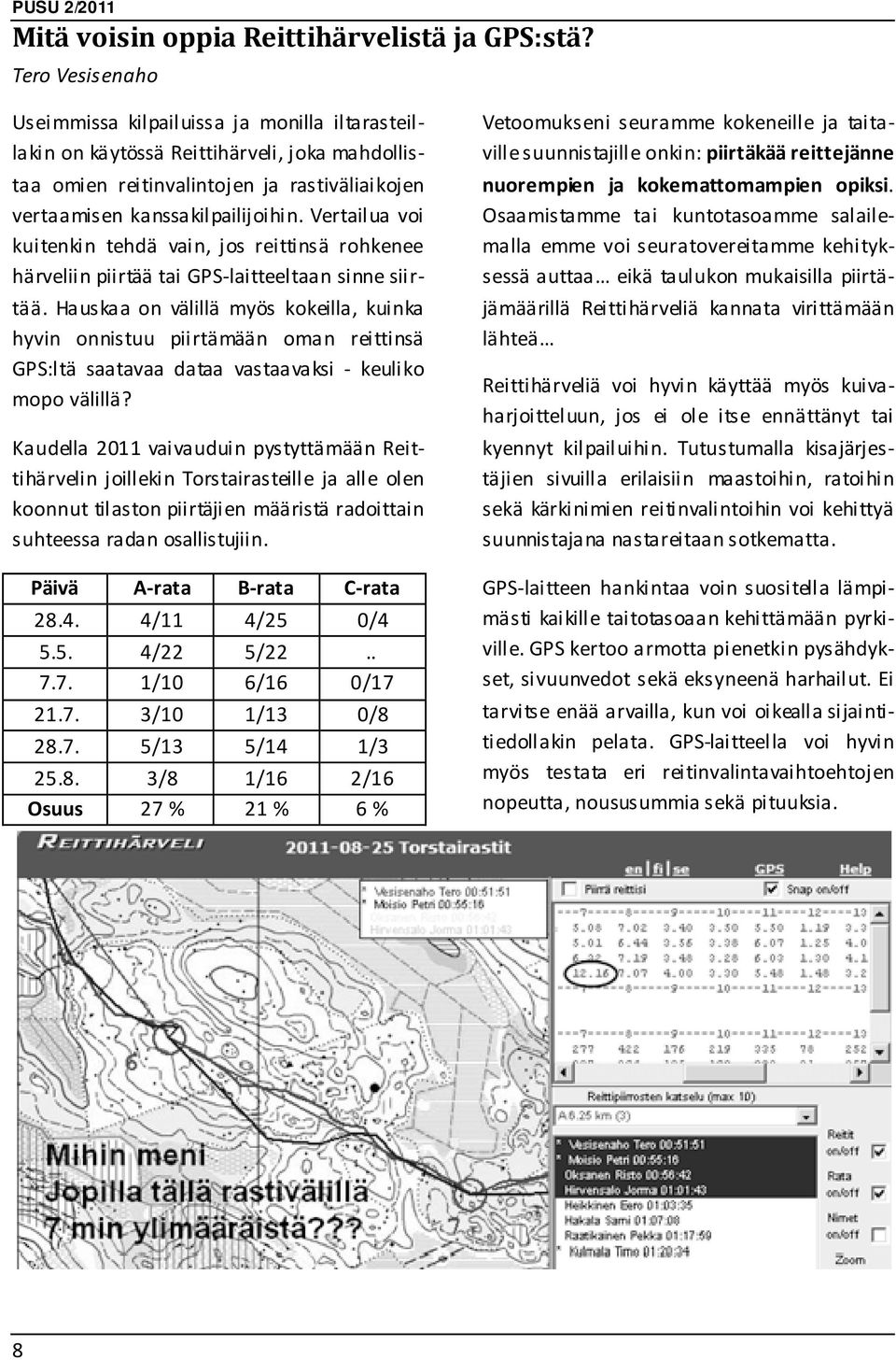 Vertailua voi kuitenkin tehdä vain, jos reittinsä rohkenee härveliin piirtää tai GPS-laitteeltaan sinne siirtää.