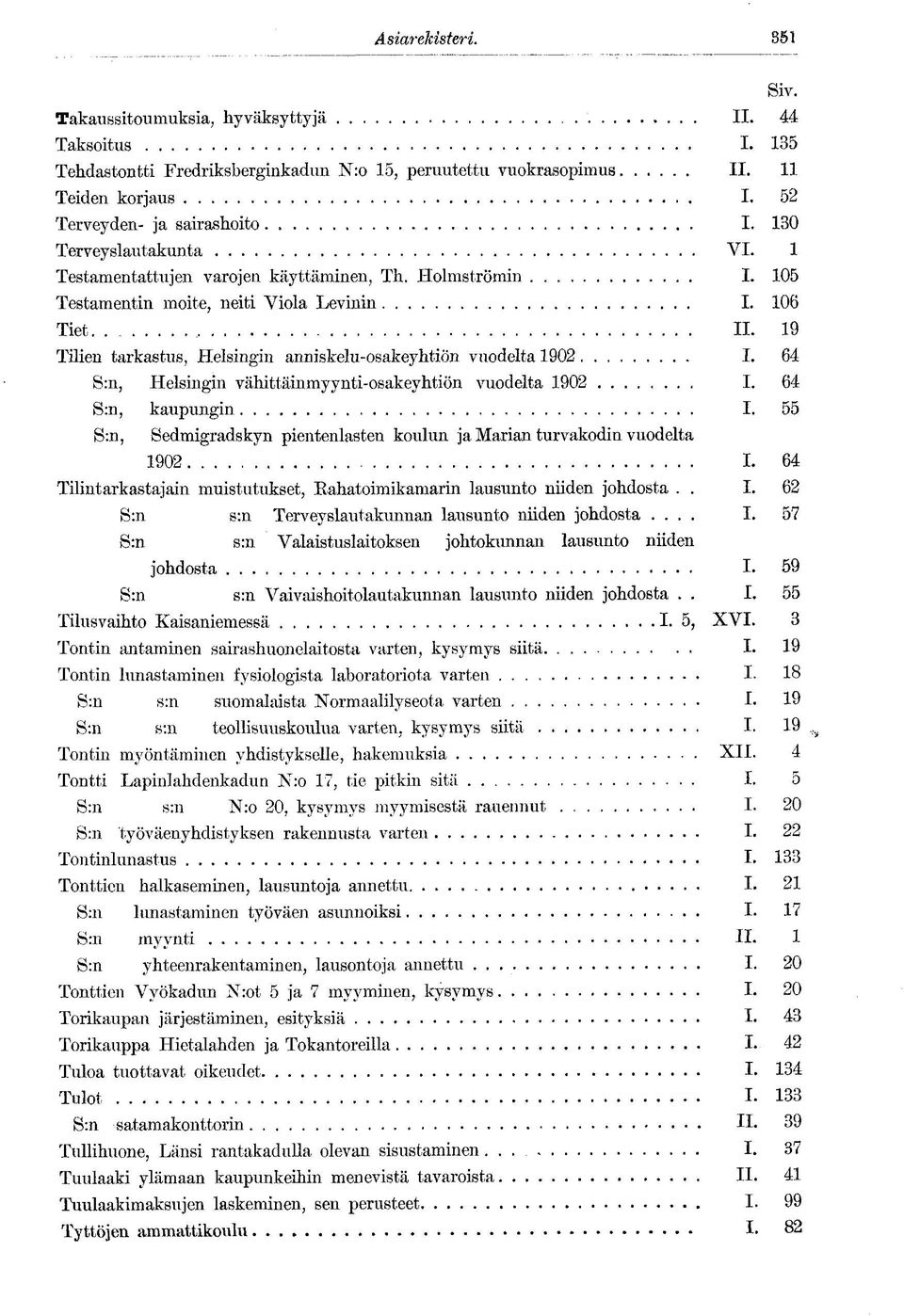 19 Tilien tarkastus, Helsingin anniskelu-osakeyhtiön vuodelta 1902 I. 64 S:n, Helsingin vähittäinmyynti-osakeyhtiön vuodelta 1902 I. 64 S:n, kaupungin I.