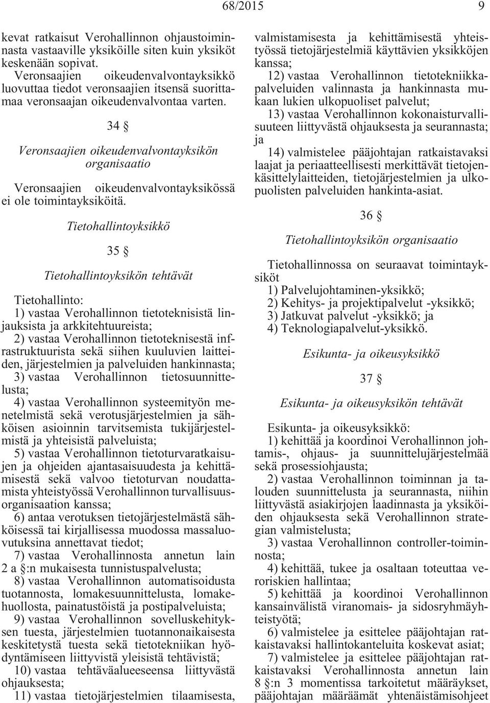 34 Veronsaajien oikeudenvalvontayksikön organisaatio Veronsaajien oikeudenvalvontayksikössä ei ole toimintayksiköitä.