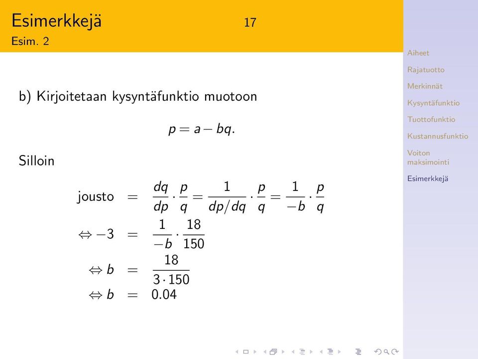 muotoon p = a bq.