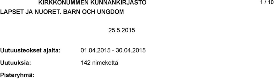 5.05 Uutuusteokset ajalta: