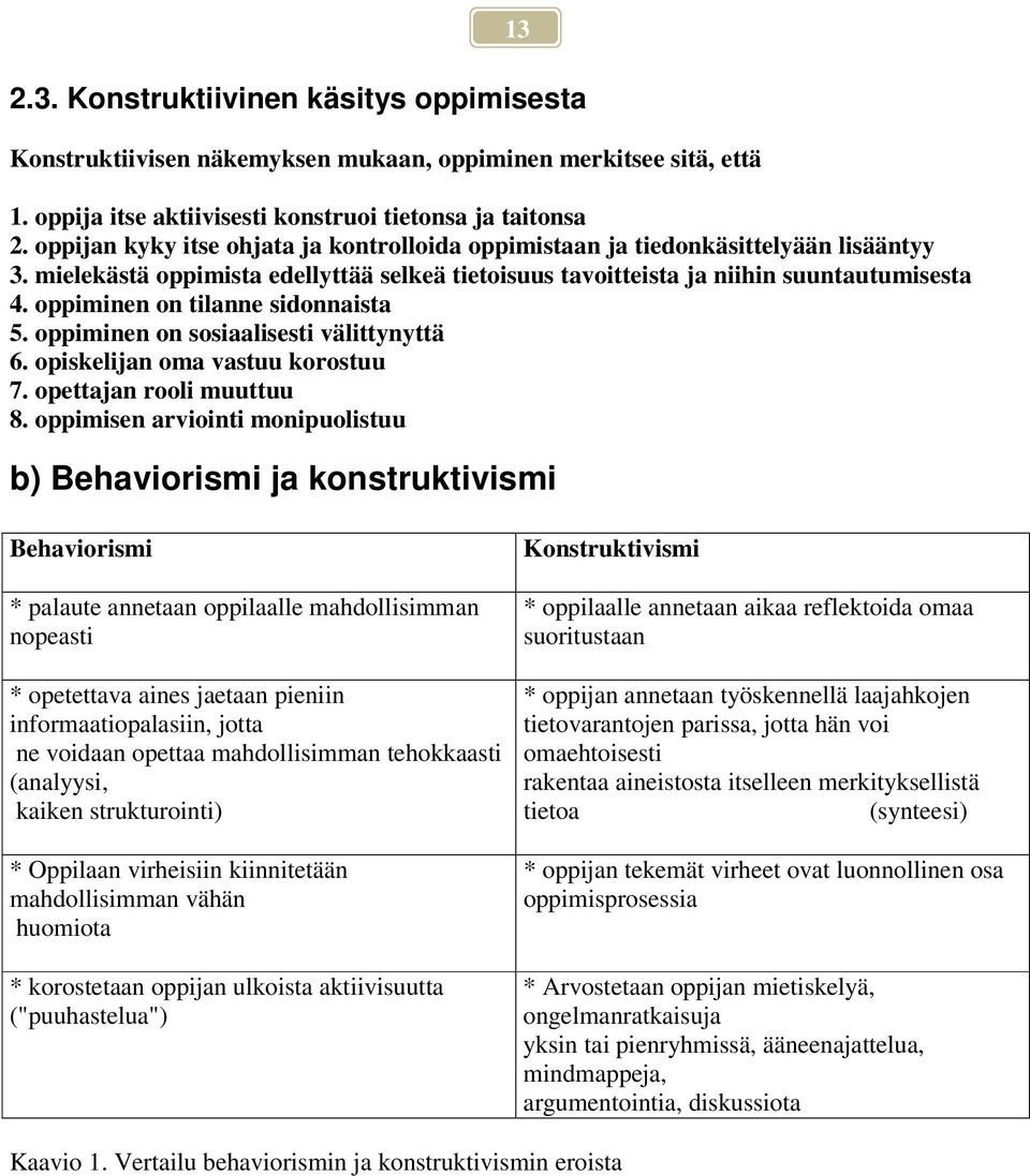 oppiminen on tilanne sidonnaista 5. oppiminen on sosiaalisesti välittynyttä 6. opiskelijan oma vastuu korostuu 7. opettajan rooli muuttuu 8.