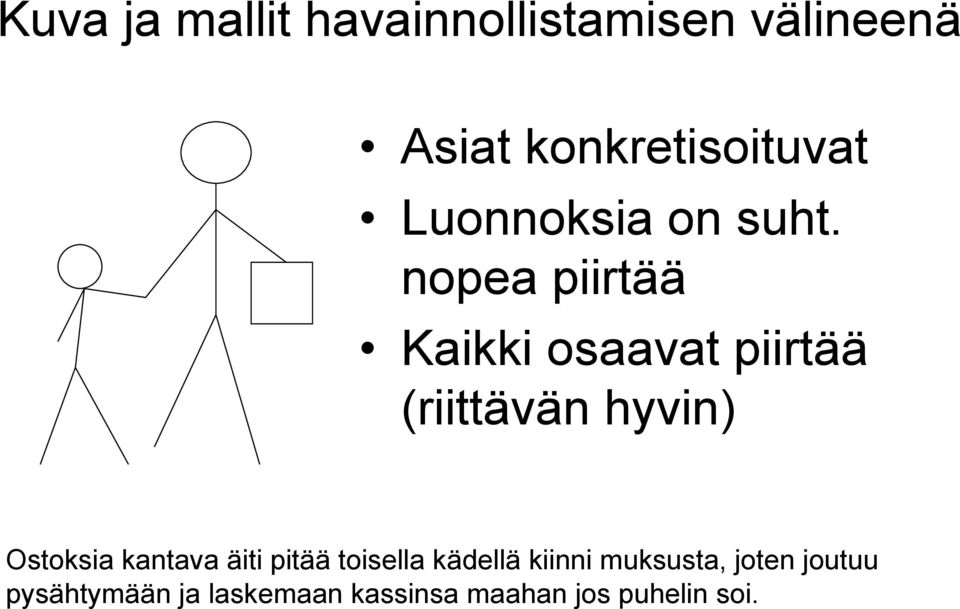 nopea piirtää Kaikki osaavat piirtää (riittävän hyvin) Ostoksia