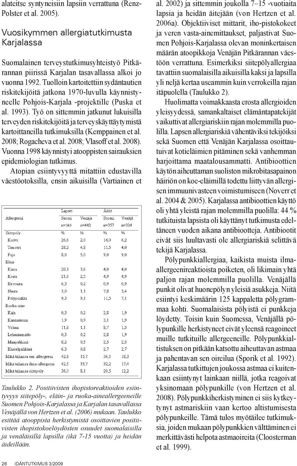 Tuolloin kartoitettiin sydäntautien riskitekijöitä jatkona 1970-luvulla käynnistyneelle Pohjois-Karjala -projektille (Puska et al. 1993).
