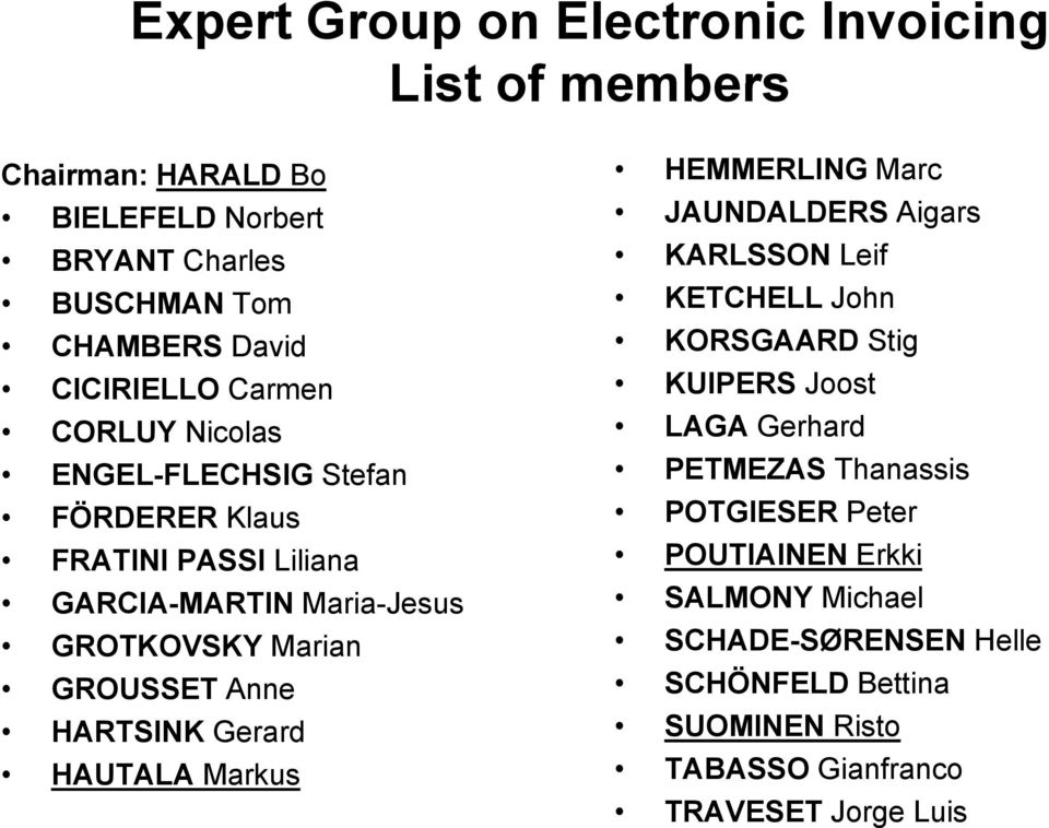 HARTSINK Gerard HAUTALA Markus HEMMERLING Marc JAUNDALDERS Aigars KARLSSON Leif KETCHELL John KORSGAARD Stig KUIPERS Joost LAGA Gerhard PETMEZAS