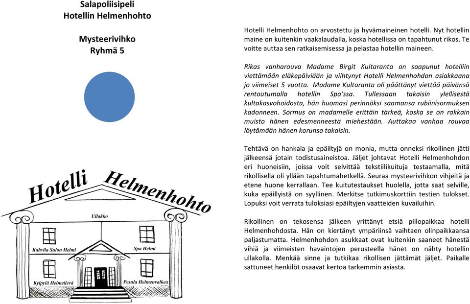 Rikas vanharouva Madame Birgit Kultaranta on saapunut hotelliin viettämään eläkepäiviään ja viihtynyt Hotelli Helmenhohdon asiakkaana jo viimeiset 5 vuotta.